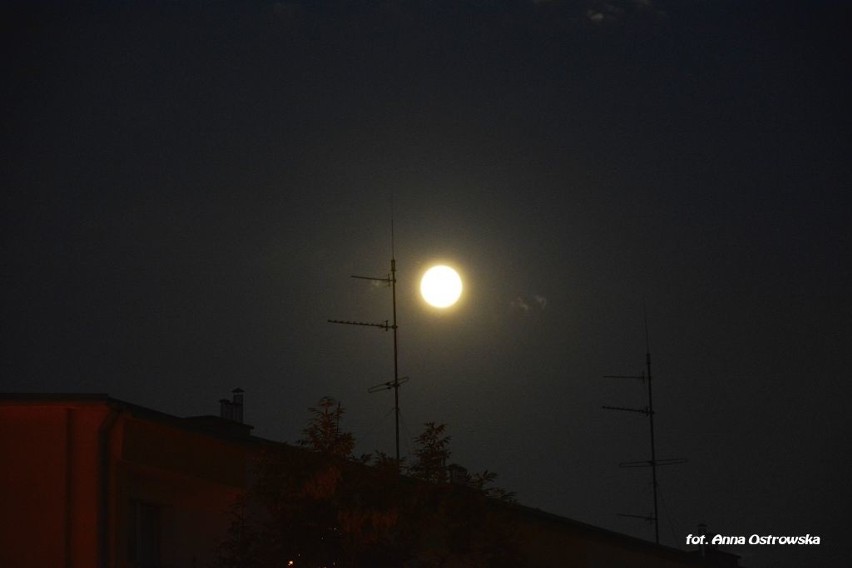 Zdjęcie księżyca podczas  pełni. Bydgoszcz - Bielawy. .