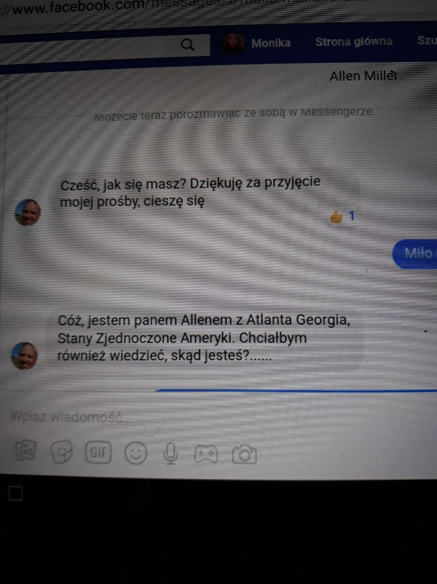 Screeny od Czytelniczki z rozmowy z amerykańskim żołnierzem.