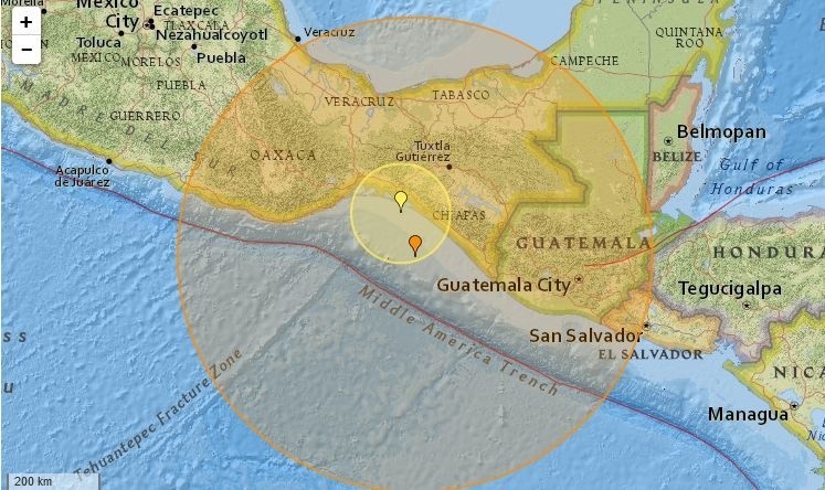 Epicentrum trzęsienia ziemi było na południu Meksyku, przy...