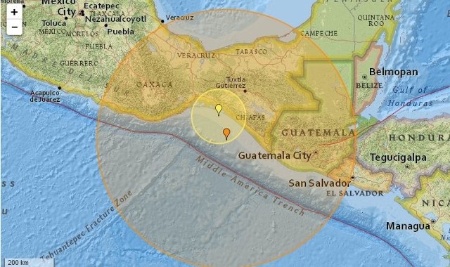 Epicentrum trzęsienia ziemi było na południu Meksyku, przy granicy z Gwatemalą.