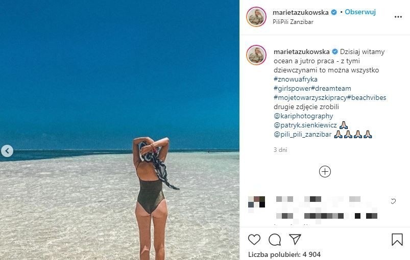 Delikatna i kobieca Marieta Żukowska na Zanzibarze! Bożenka z serialu "Barwy Szczęścia" nagusieńka na plaży! ZDJĘCIA  8.09.2021