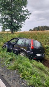 Kraksa na drodze wojewódzkiej 213. Auto otarło się o drzewo