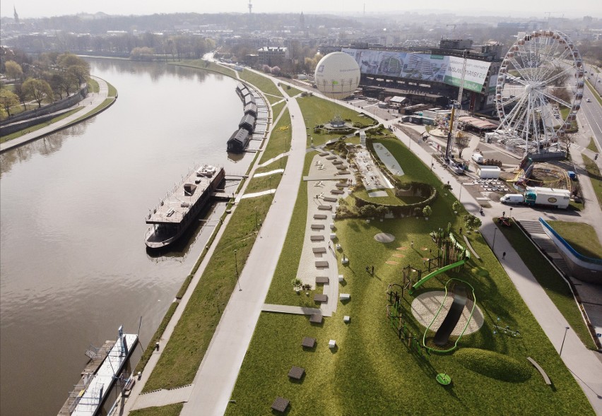 Kraków. Tak ma wyglądać plaża nad Wisłą. Planują więcej zieleni. Nowe wizualizacje