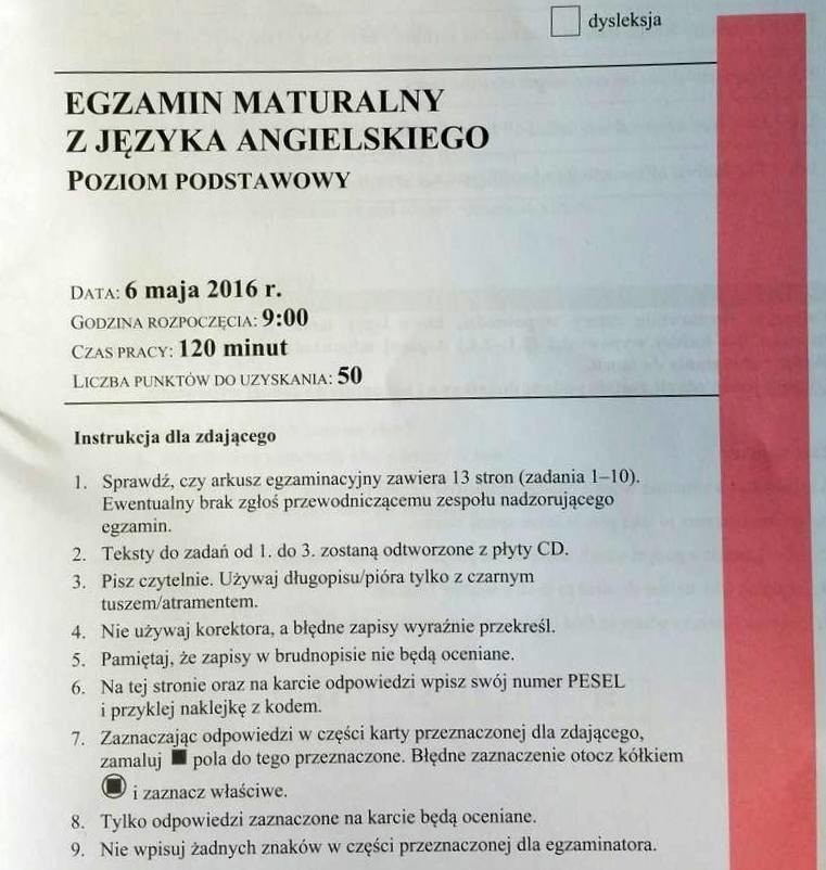 Matura 2016. JĘZYK ANGIELSKI - co było 06.05.2016? ARKUSZE...