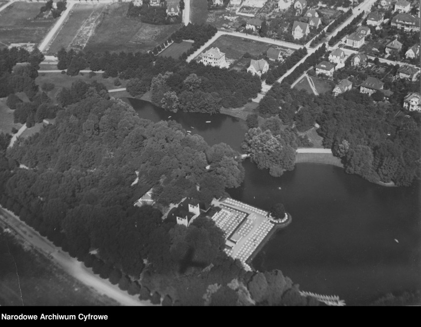 Park Sołacki z lotu ptaka w 1930 roku....