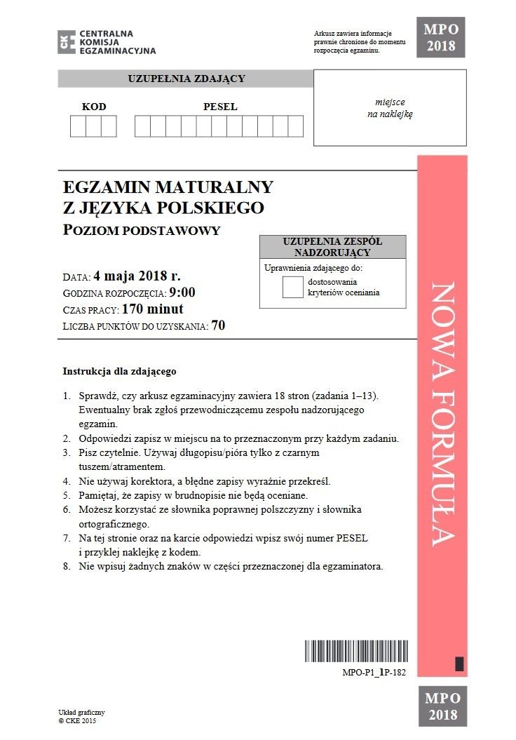 Matura JĘZYK POLSKI poziom podstawowy ODPOWIEDZI, ARKUSZ...