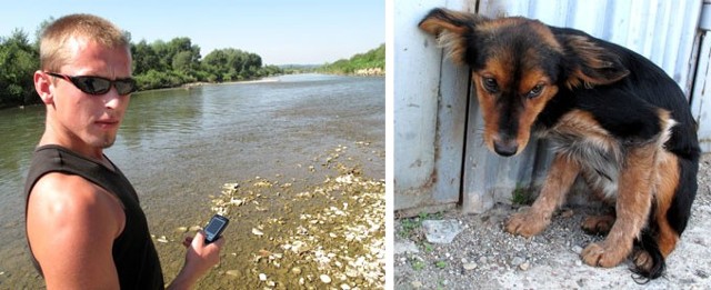 - Worek, ze skomlącym w środku psem osiadł na mieliźnie. Gdybym go nie znalazł zdechłby w męczarniach &#8211; mówi Bartosz Ślawski.