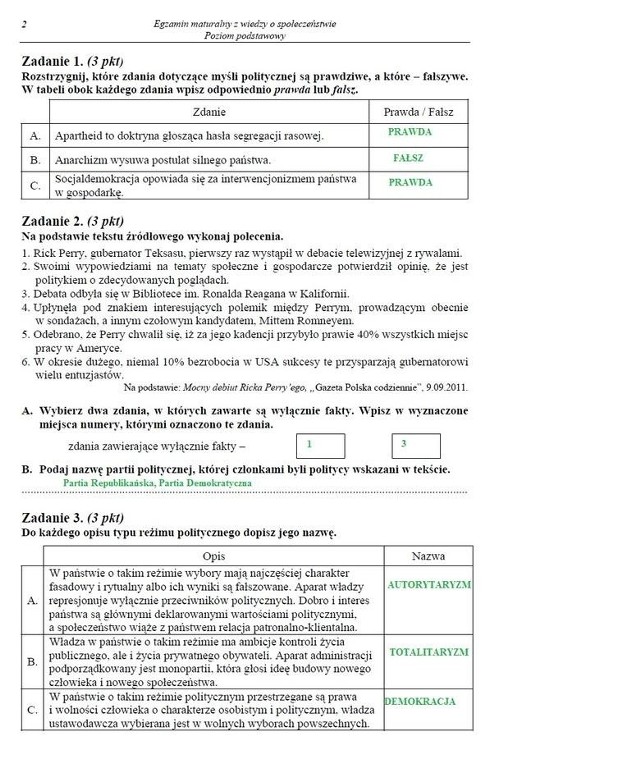 MATURA Z WOSU 2013 ROK (POZIOM PODSTAWOWY I ROZSZERZONY) - ARKUSZ CKE I ODPOWIEDZI