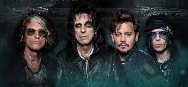 Od lewej: Joe Perry, Alice Cooper, Johnny Depp, Tommy Henriksen.