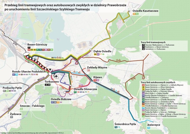 Siatka linii na prawobrzeżu od 29 sierpnia