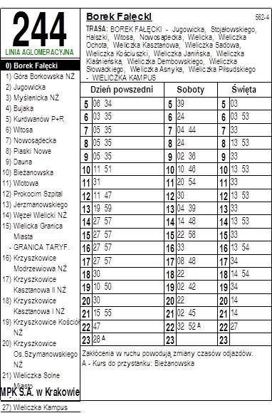Wieliczka. Autobus aglomeracyjny 244 - zastępcza trasa i nowe rozkłady jazdy