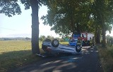 Filipówka (gmina Kętrzyn). 21-latek samochodem uderzył w drzewo a następnie dachował. 15.09.2022 r.