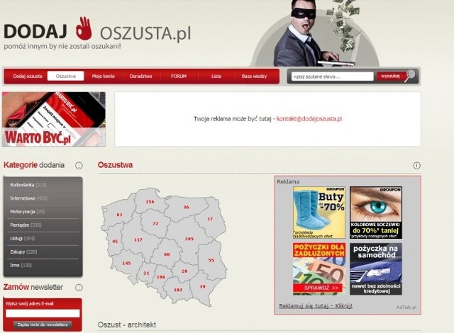 Internauci z naszego regionu zamieścili na portalu informacje o 72 oszustach