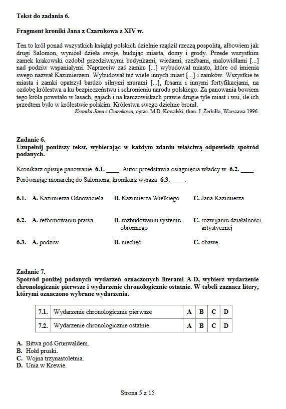 Egzamin gimnazjalny WOS HISTORIA JĘZYK POLSKI ODPOWIEDZI...