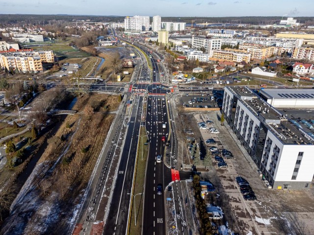 Aleja 1000-lecia Państwa Polskiego widziana z lotu ptaka 29 stycznia 2022 roku