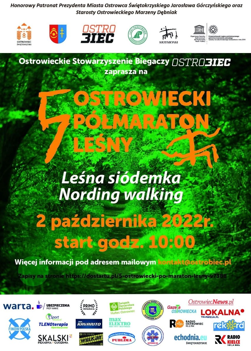 Plakat 5 Ostrowiecki Półmaraton Leśny”.