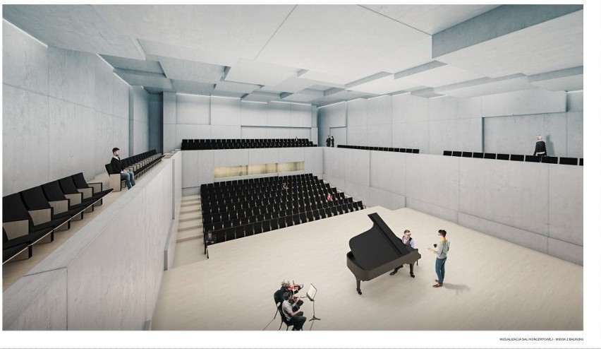 Projekt sali koncertowej szkoły muzycznej w Rybniku ma...