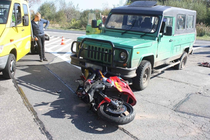 Wypadek motocyklisty DK78 Kromołów