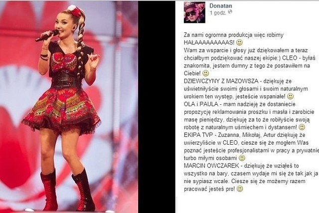 Cleo zajęła 14.miejsce podczas konkursu Eurowizji! (fot. screen Facebook.com)