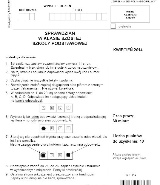 Sprawdzian szóstoklasisty 2015. Język polski i matematyka (ARKUSZE CKE,  PYTANIA, KLUCZ ODPOWIEDZI) | Gazeta Wrocławska