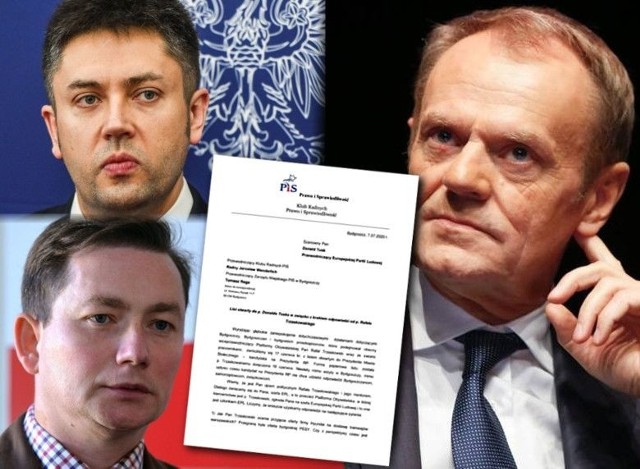 Klub Radnych PiS (na zdjęciu Jarosław Wenderlich i Tomasz Rega) wystosował list do Donalda Tuska, przewodniczącego Europejskiej Partii Ludowej. Politycy Prawa i Sprawiedliwości liczy na konkretną odpowiedź.