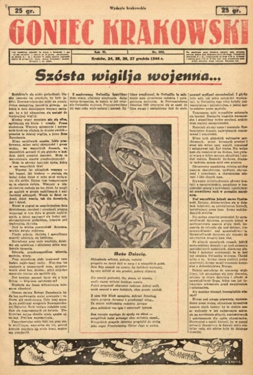 Okładka "Gońca Krakowskiego" z 24 grudnia 1944 r.