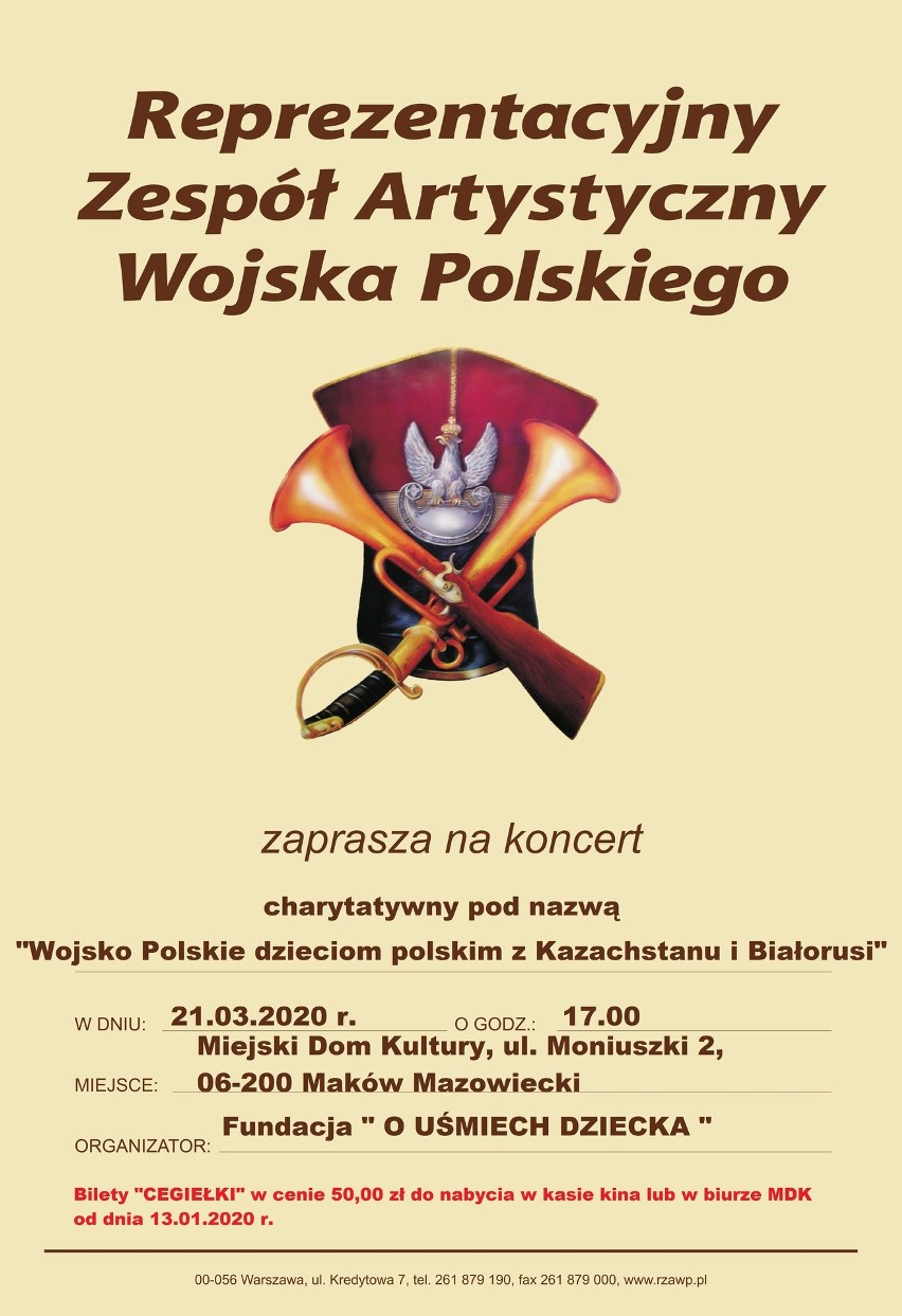 Maków Maz. Koncert charytatywny „Wojsko Polskie - dzieciom polskim w Kazachstanie i Białorusi” wkrótce w Miejskim Domu Kultury