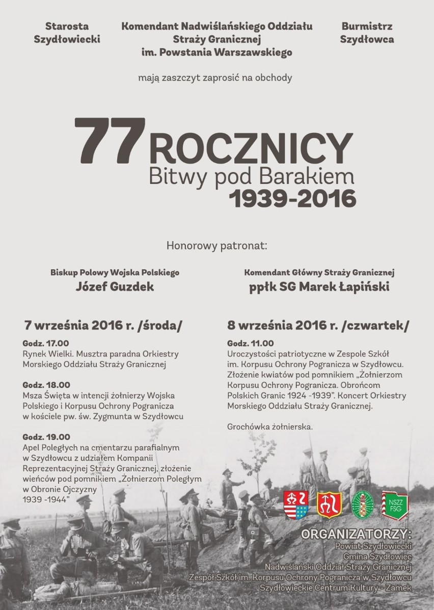 77. rocznica Bitwy pod Barakiem. Orkiestra Morskiego Oddziału Straży Granicznej zagra w Szydłowcu