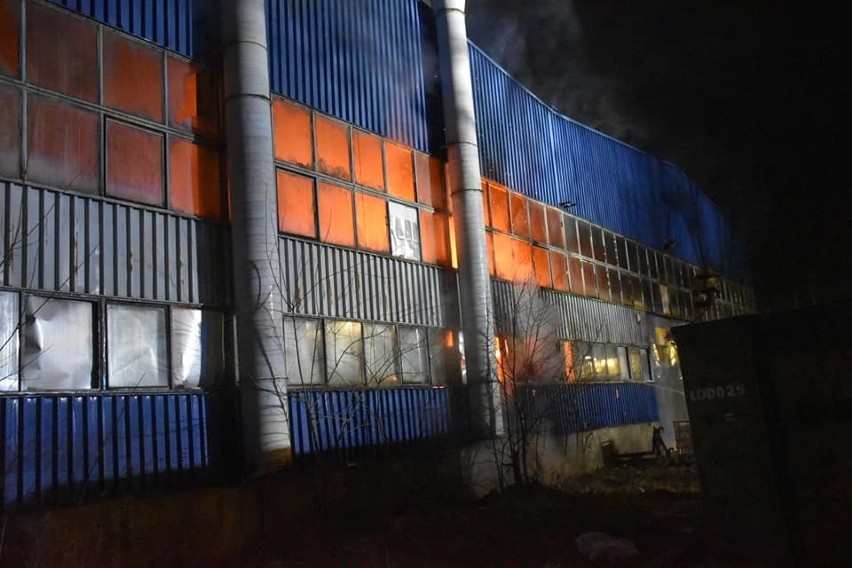 Łódź: Pożar hali magazynowej. Płonęła składowana makulatura. ZDJĘCIA