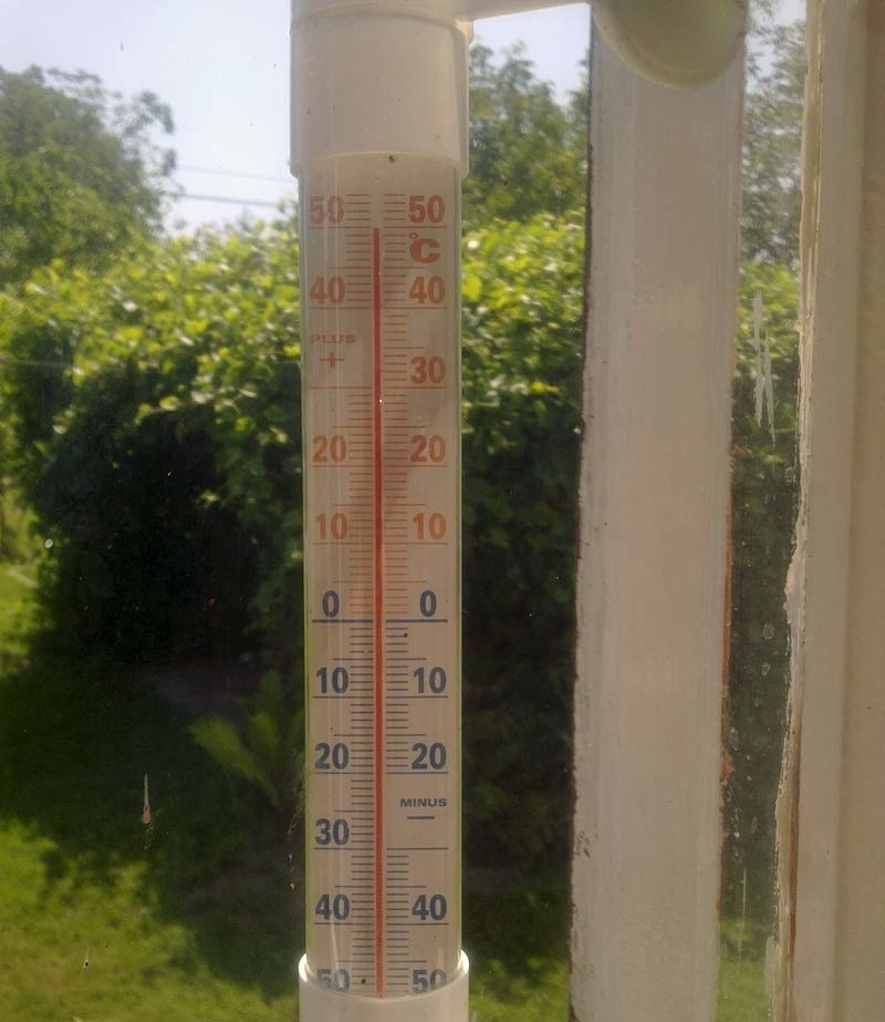 Temperatura  ok. 49,1 st C w pełnym słońcu, kilka minut...