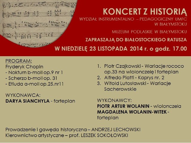 Koncert z historią w białostockim ratuszu