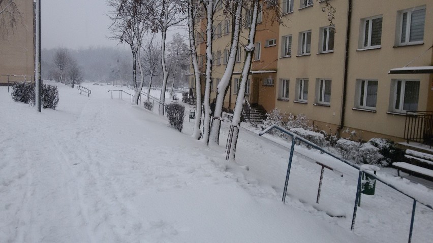 Jastrzębie: Śliska nawierzchnia, miasto zasypane śniegiem