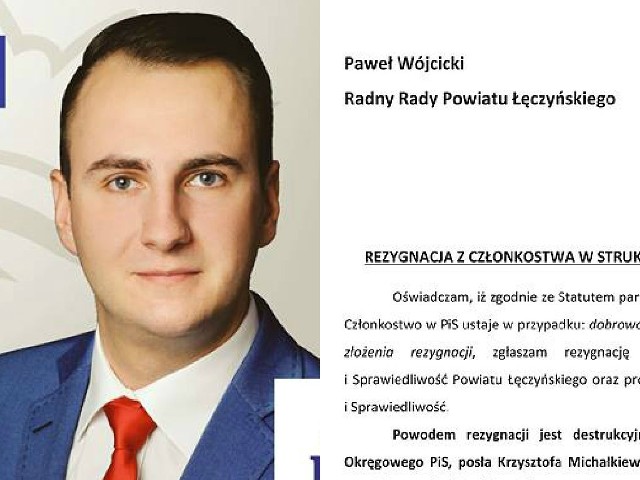 Radny Paweł Wójcicki zrezygnował z członkostwa w PiS