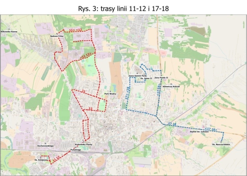 Proponowane trasy linii nr 11-12 i 17-18