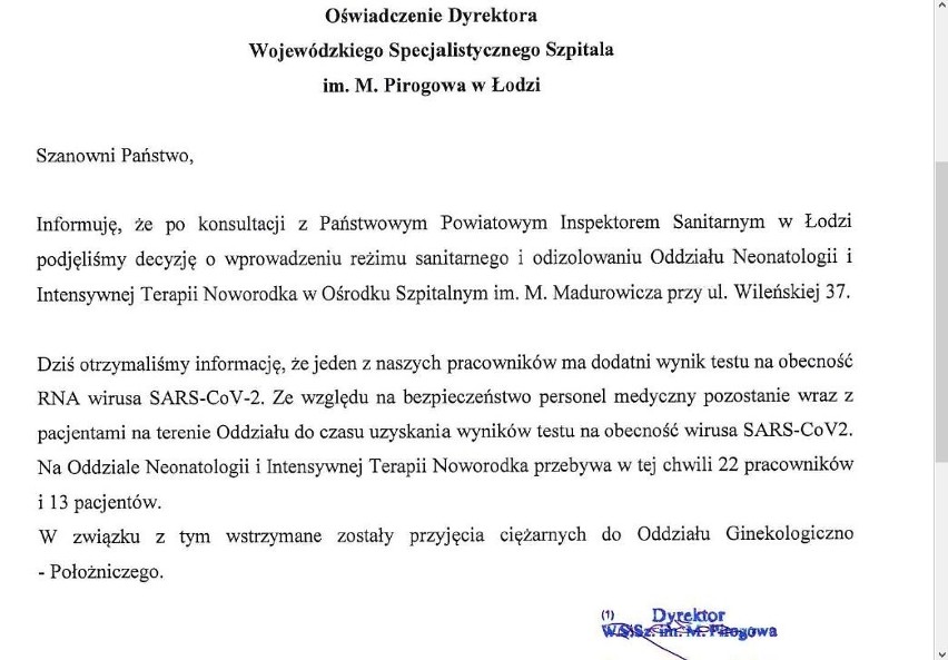 Łódź. Wstrzymane przyjęcia na porodówkę w Madurowiczu! Odizolowano oddziały! 