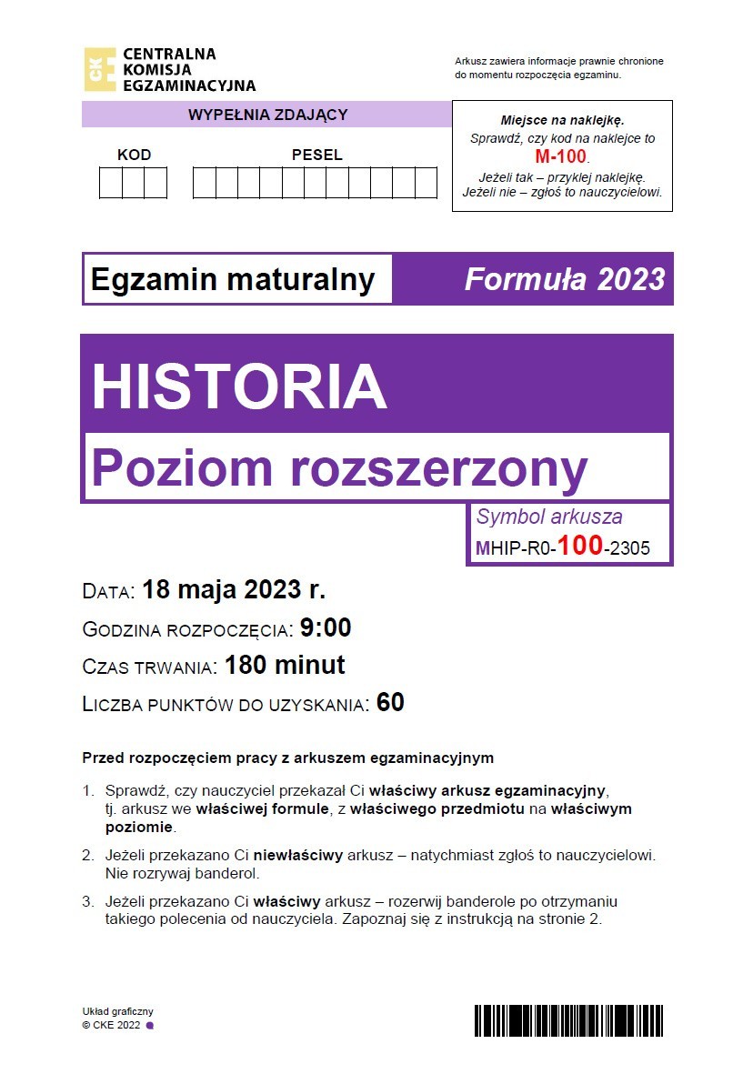 Matura z historii 2023 - arkusz CKE