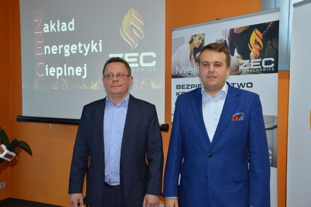 Wyniki finansowe Zakładu Energetyki Cieplnej zaprezentowali prezes ZEC Marcin Pocheć i prezydent Marek Materek.