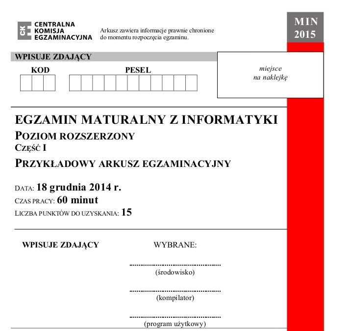 Próbna matura 2014/2015 z CKE - informatyka (p. rozszerzony)...