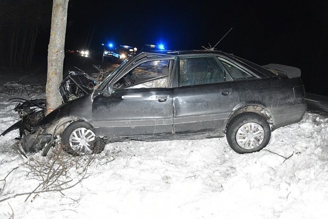 We wtorek po południu w miejscowości Horbów-Kolonia kierujący audi z nieznanych przyczyn zjechał na lewe pobocze i uderzył w drzewo