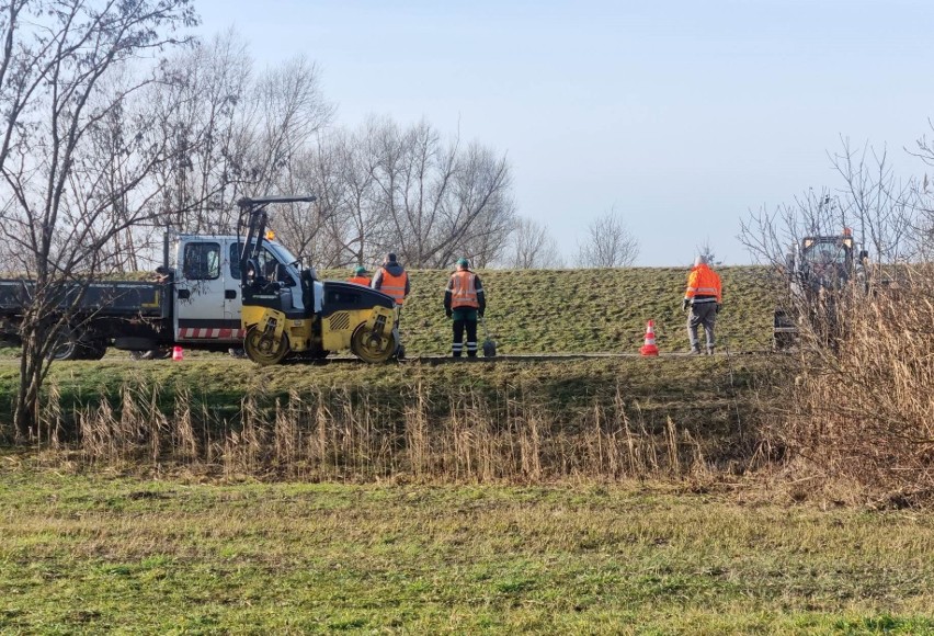 Roboty drogowe na Wisłostradzie w Tarnobrzegu. Rejon Dróg Miejskich naprawia zimowe ubytki jezdni. Zobacz zdjęcia