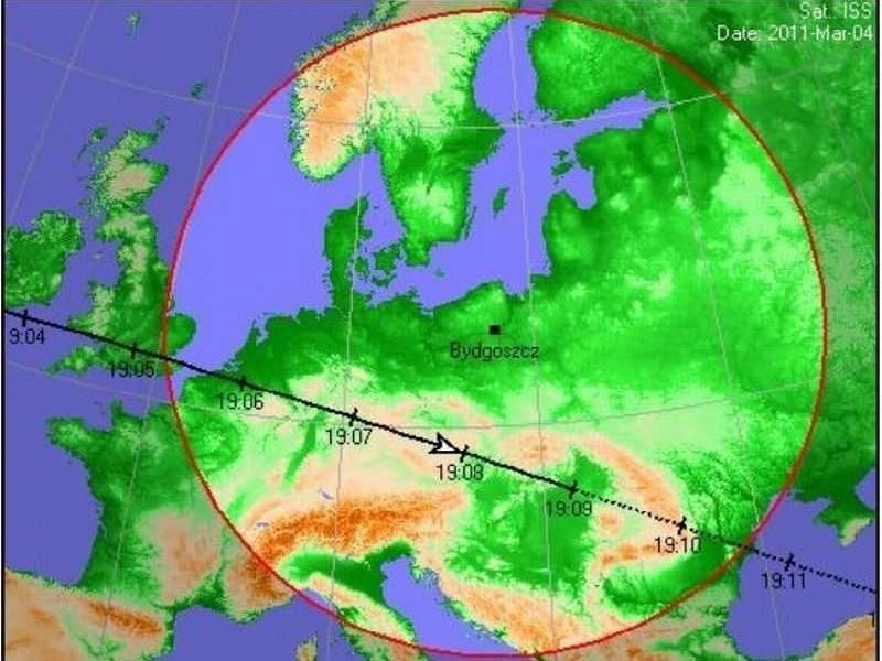Dokładna trasa przelotu ISS nad Polską