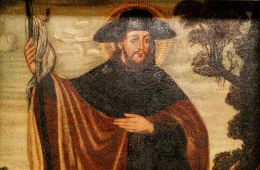 Obraz św. Rocha nad ołtarzem w sanktuarium w Mikstacie