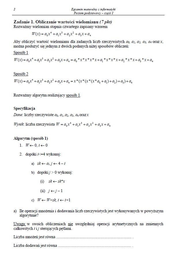 MATURA 2013. Informatyka - poziom podstawowy [ARKUSZE, ODPOWIEDZI, KLUCZ CKE]