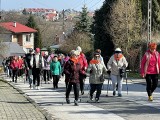 Tłumny IV Powiatowy Dzień Kobiet na sportowo w Sandomierzu. Był marsz z kijami, gorąca zupa gulaszowa, "ciasto" i czekolada... 