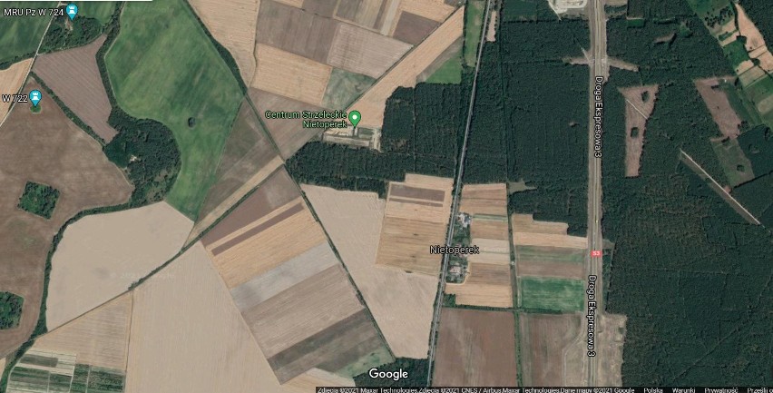 Widok na strzelnicę - zdjęcia satelitarne Google.