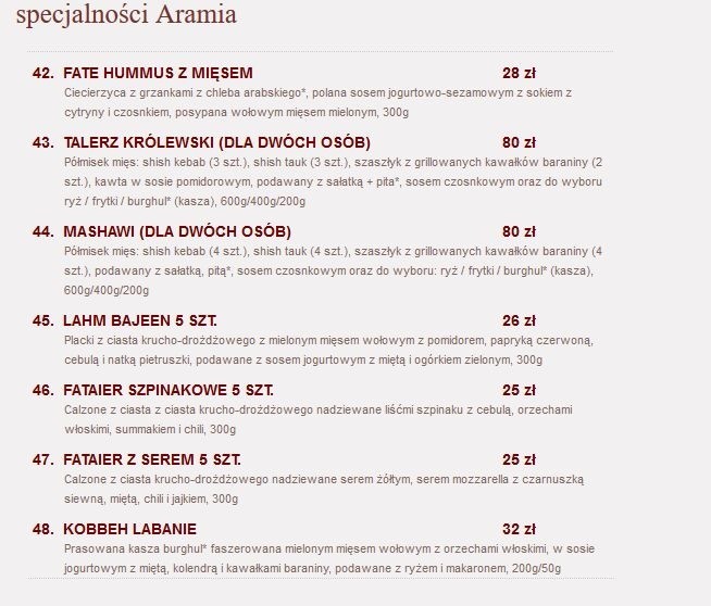 Aramia w Szczecinie. Kuchenne Rewolucje Magdy Gessler - menu...