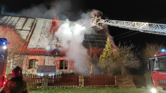 Pożar budynku mieszkalnego w Chmielnie koło Bobolic