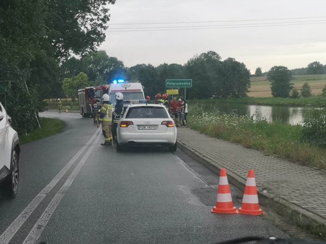 W Pielgrzymowicach na ulicy Golasowickiej kierowca nie zapanował nad pojazdem, który wylądował w rowie 