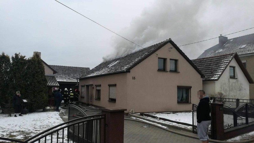 Pożar domu w Biadaczu.