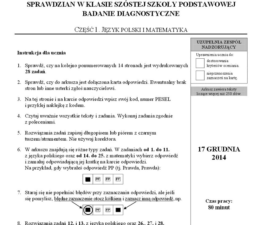 Próbny sprawdzian szóstoklasisty z Operonem 2015 - język...